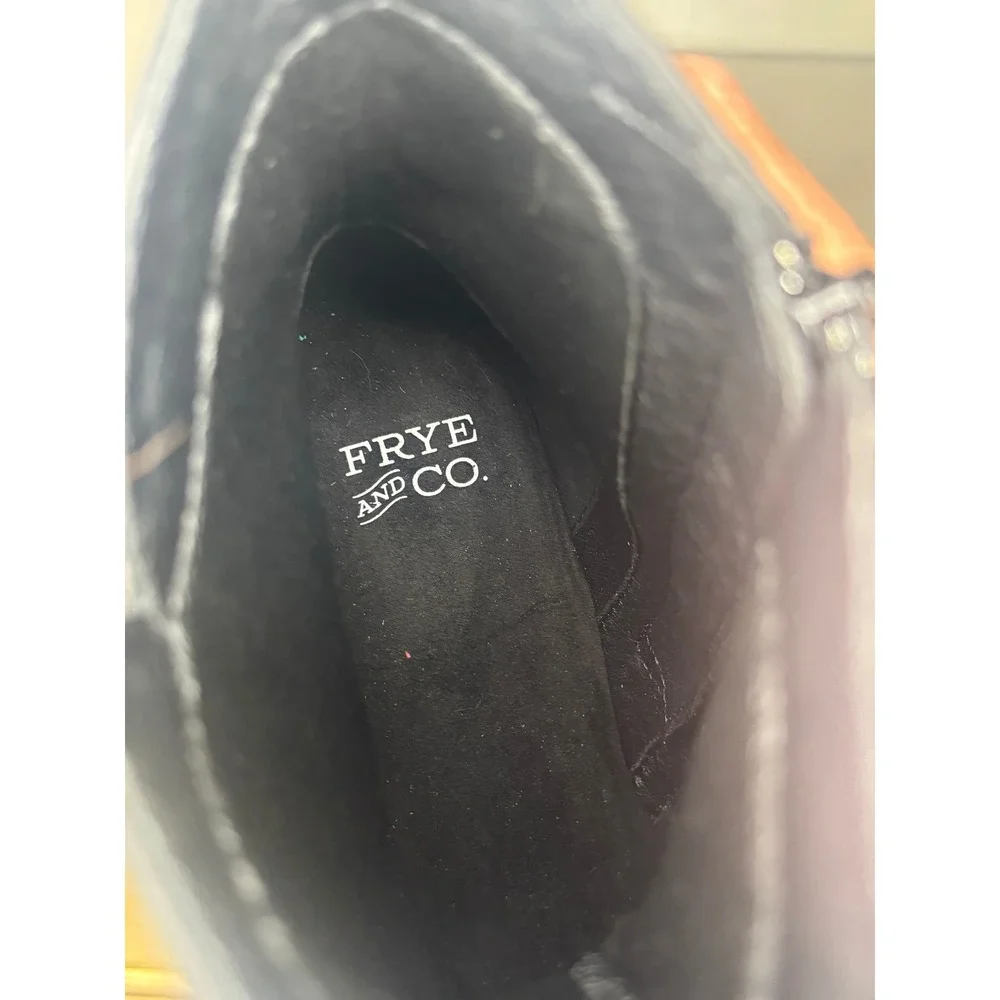 Frye & Co Macie Phoebe PU Black Ankle Boots Pointed Toe Block Heel Size 6M